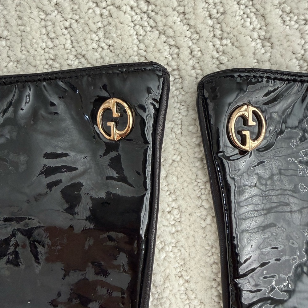 Gucci women’s patent leather gloves size 7 Vernice and Nappa black gold - Picture 4 of 15